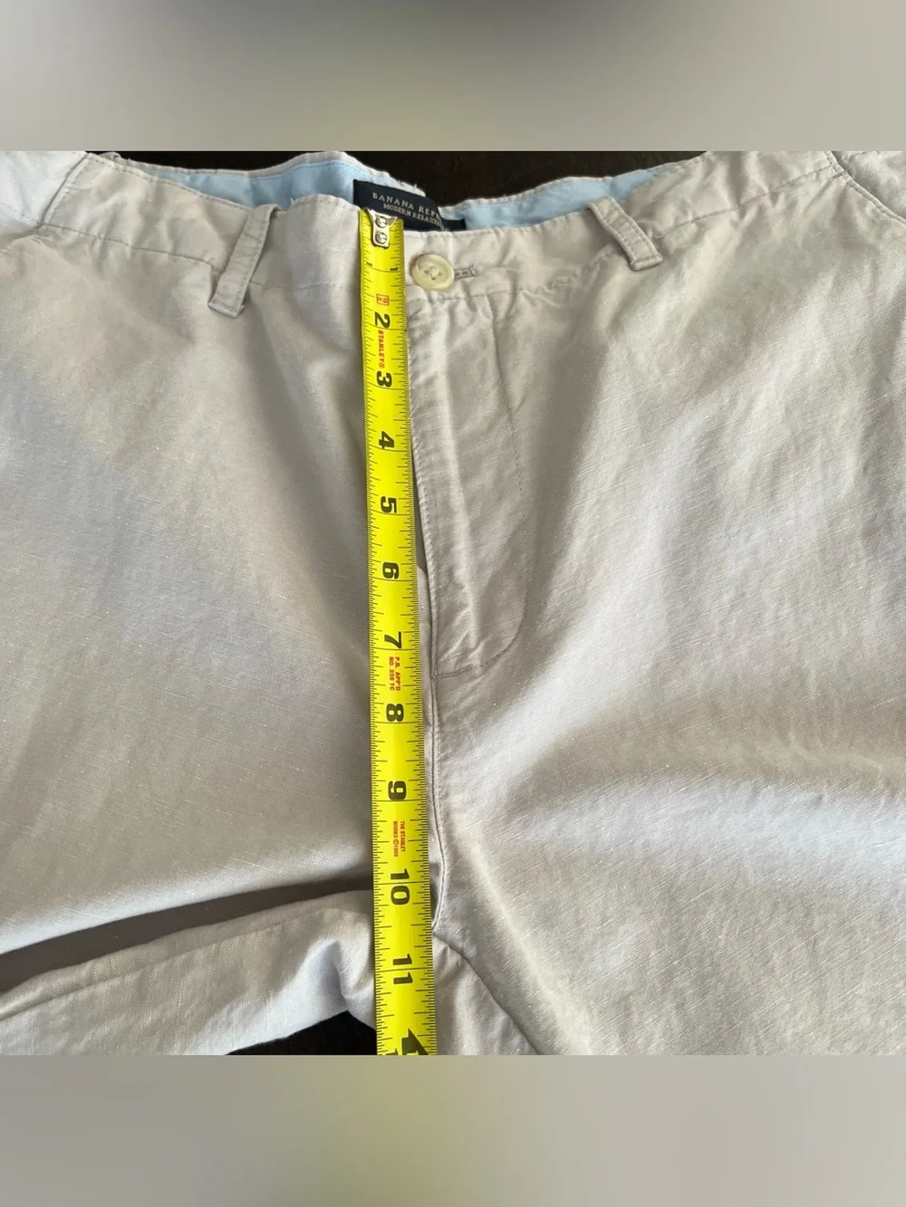 Banana Republic Chino Dress Pants Men 33x30 Ivory Linen Blend Modern Relaxed Fit